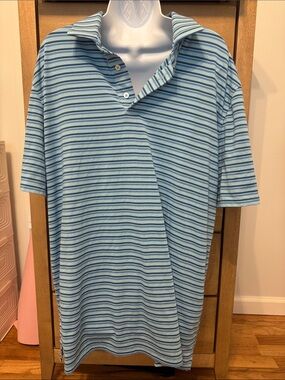 Southern Tide Men's Light Blue Striped Polo Shirt XL